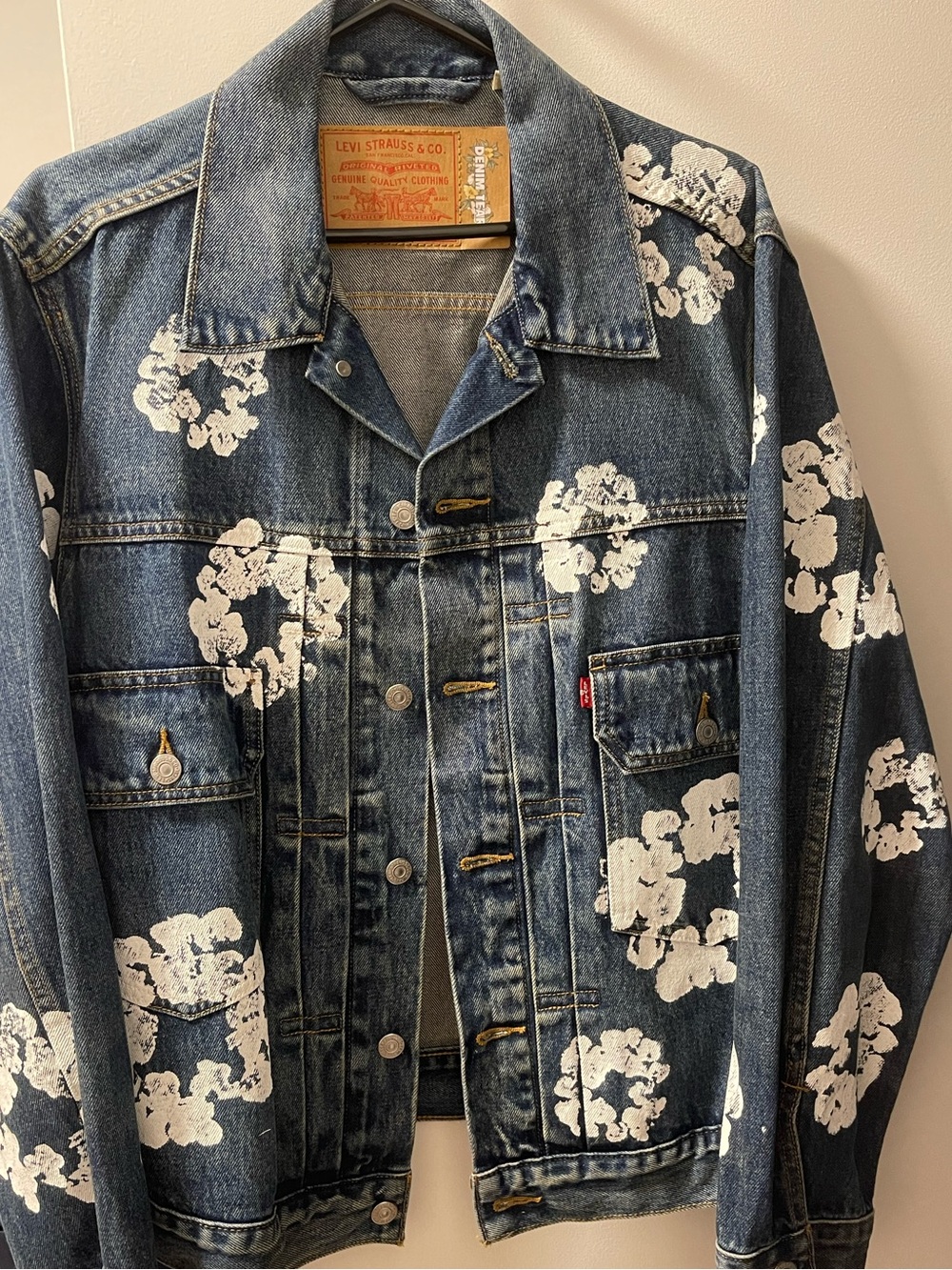 Levi's Blue Denim Jacket with White Floral Prints